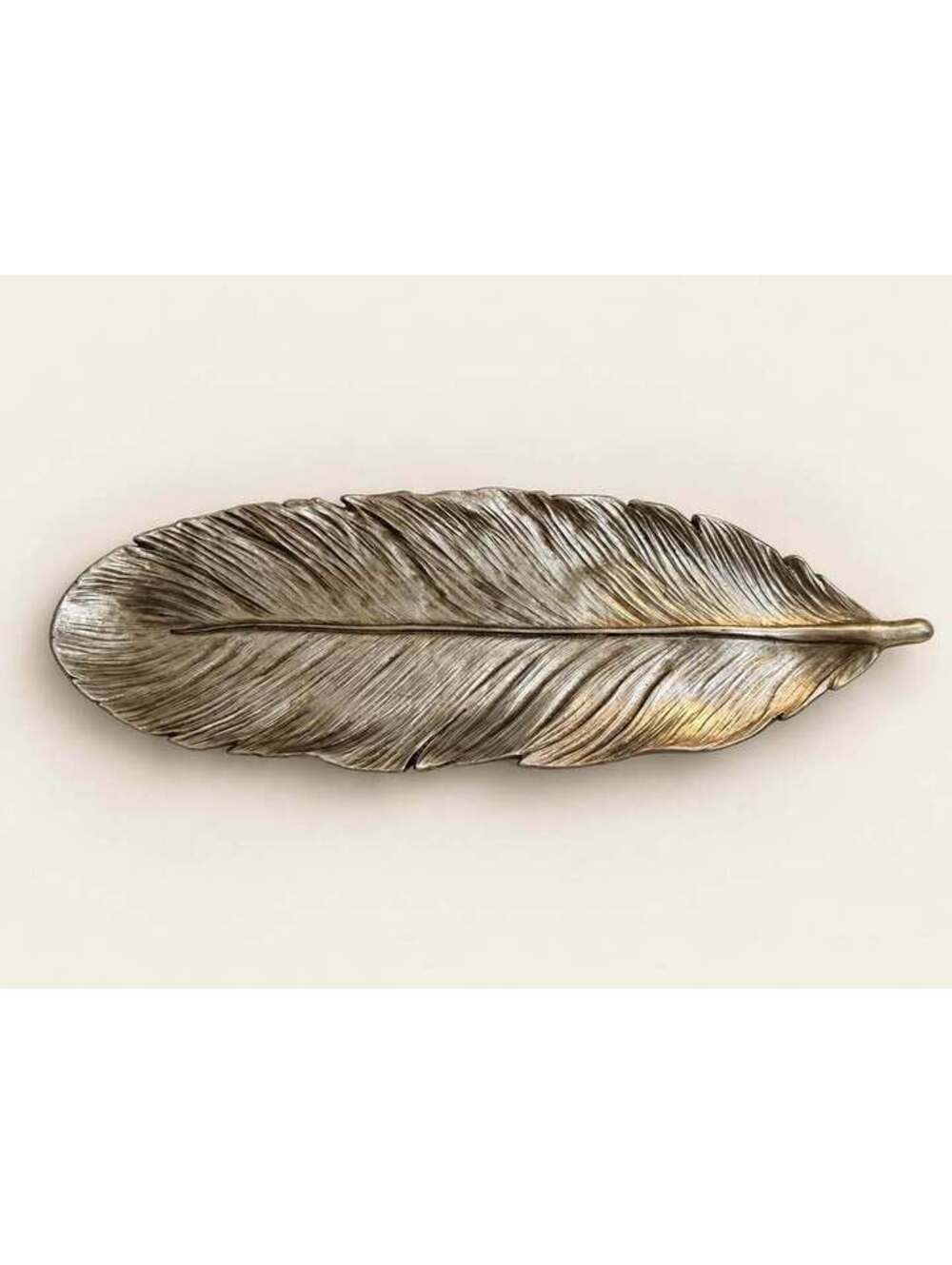 Arcilla Elemental Polystone Glam Metallic Feather Decorative Bowl in Silver - Picture 4 of 7